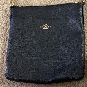 Coach Black Leather Crossbody Bag with Gold Hardware